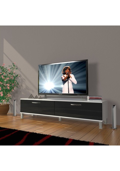 Decoraktiv Eko 140 Mdf Std Krom Ayaklı Tv Ünitesi Tv Sehpası - Beyaz - Siyah Beyaz - Siyah Decoraktiv Eko 140 Mdf Std Krom Ayaklı Tv Ünitesi Tv Sehpası - Beyaz - Siyah Beyaz - Siyah