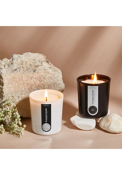 Selka Home - Bliss 2'li Cam Tasarım Kokulu Candle Mum Siyah - Beyaz