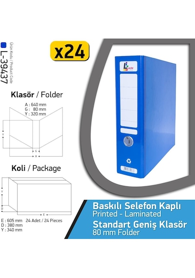 Laçin Klasör Selefonlu Geniş 24 Adet 1 Koli