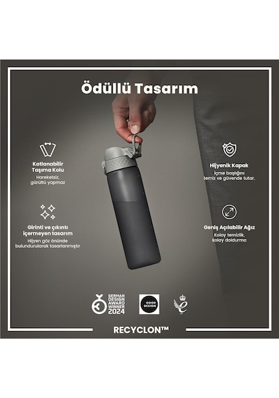 Ion8 - İnce Suluk - Gri - 500 Ml - Sızdırmaz - Bpa İçermeyen