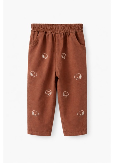 Baby Lory Kids Store Erkek Çocuk Snopy Desenli Gömlek Takım Koyu Bej