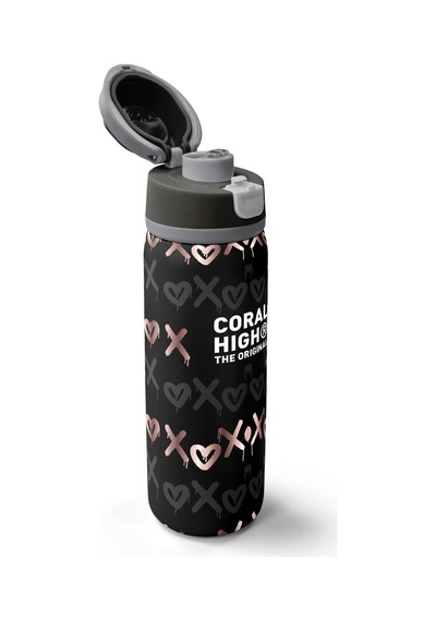 Coral High Siyah Pudra Desenli Pipetli Ve Direkt İçim Çelik Termos 800 Ml 38595 Siyah - Füme