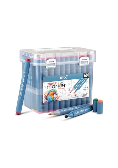 Art-x Sketch Marker Duo 60 Lı Set 18050 Çok Renkli