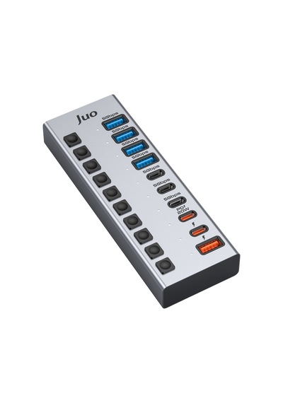 Juo Usb-a 10 Portlu Anahtarlı 5 Usb-a 5 Type-c 5gbps Pd Hızlı Şarj Destekli Usb 3.1 Çoklayıcı Dönüştürücü Hub