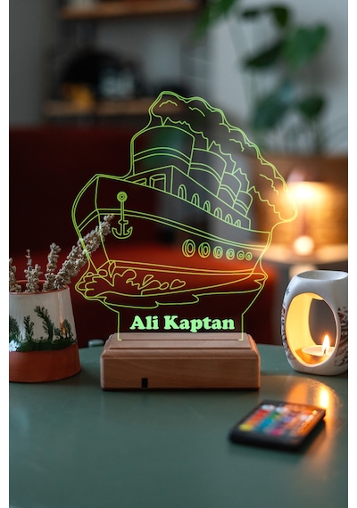 Kişiye Özel Hediye 3D Buhar Çıkaran Gemi Masaüstü Led Lamba