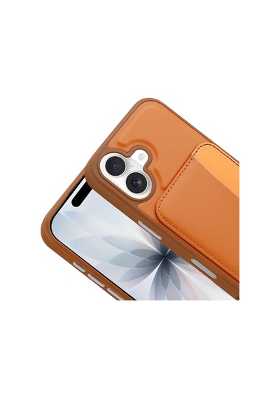 Apple Uyumlu iPhone 17 Kılıf Kartlıklı X-kart Silikon Kılıf Turuncu