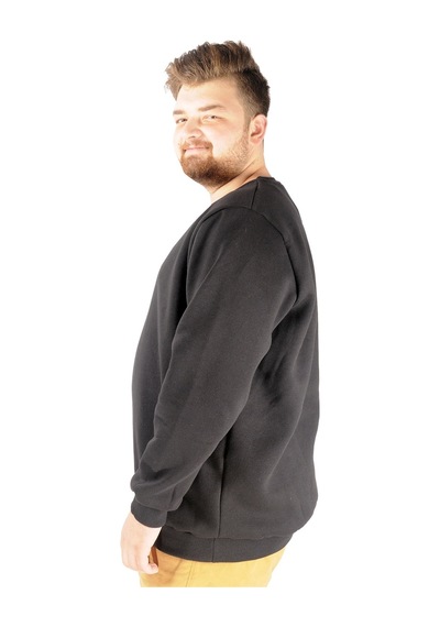 Mode Xl Erkek Sweat Bis Yaka Recycle B20531 Siyah 001