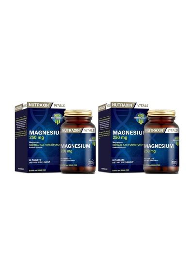 Tr Vitals Magnesium 250 Mg 60 Tablet Takviye Edici Gıda 2 Paketi