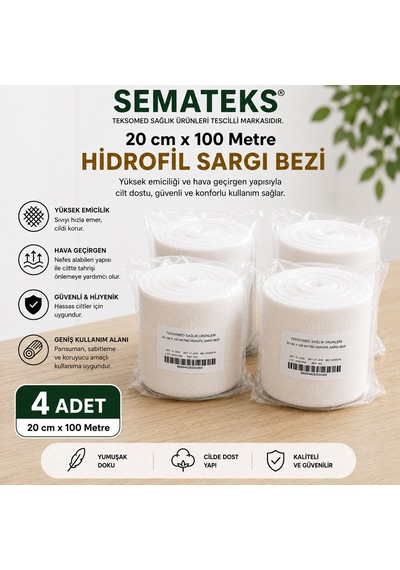 Semateks 20cm 100m Hidrofil Sargı Bezi 4 Adet