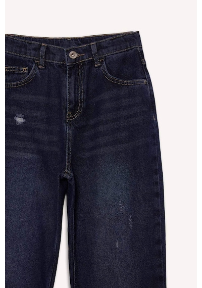 Defacto Erkek Çocuk Loose Fit Yırtık Detaylı Düz Paça Jean Pantolon G3069a825wnnm34 Mavi