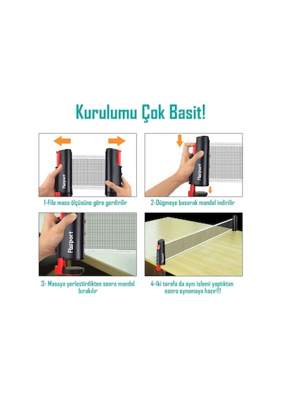 Masa Tenisi Filesi Otomatik Gerdirme Mekanizmalı Tüm Masalara Uyumlu Pinpon Ağı