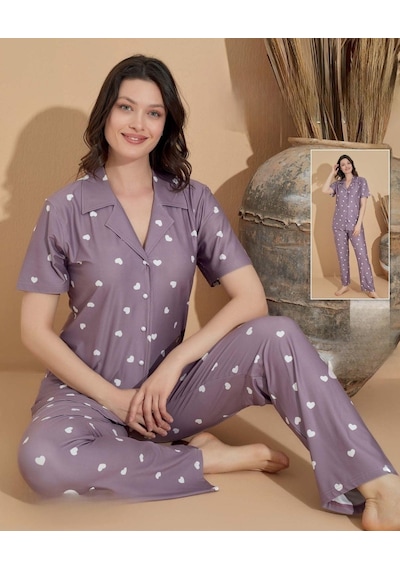 Boyraz Kadın Milan Boydan Düğmeli Kısa Kol İnce Pijama Takımı 11039 - 1 Adet 001