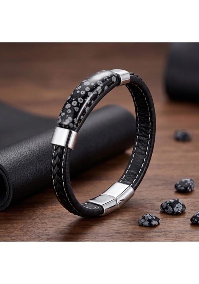Moncuk Design Obsidyen Nova Doğal Taşlı Deri Çelik Erkek Bileklik 33512b1d18 Çok Renkli