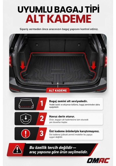 Kıa X-ceed 2019+ Uyumlu Araca Özel Kauçuk Tpe Bagaj Havuzu Siyah Alt Kademe İçin