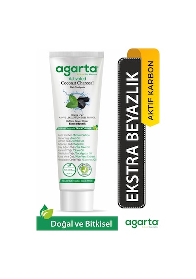 Agarta Doğal Hindistan Cevizi Özlü Aktif Karbon Diş Macunu 100 ML