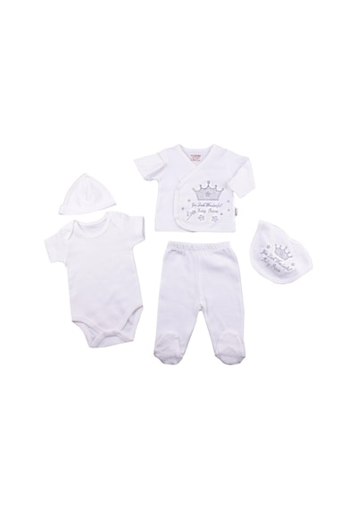 Cicim Ciccim Baby Zıbın Takımı Kral Kraliçe Puanlı Gri Ekru