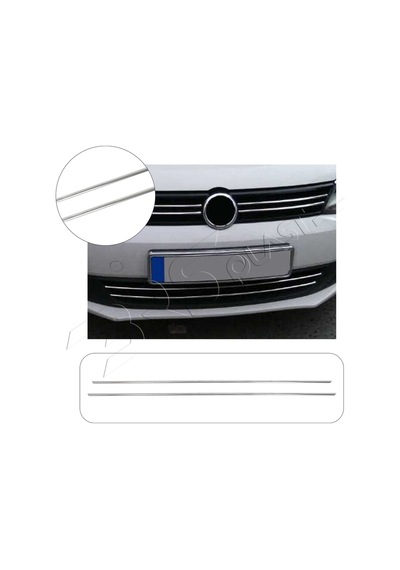 Volkswagen Jetta Uyumlu 2011-2014 Krom Ön Tampon Çıtası 2 Parça Paslanmaz Çelik