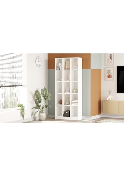 Robin Home Vera Geniş Kitaplık 15 Raflı 180cm Beyaz