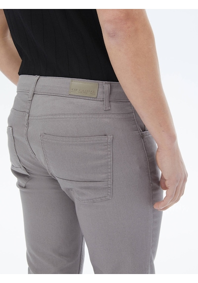Gri Dokuma Slim Fit Casual Pamuk Karışımlı Pantolon Gri
