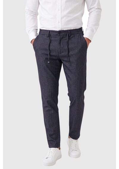 Rizzup Erkek Slim Fit Kırçıllı Lacivert Kumaş Pantolon İpli Esnek Bel Likralı Spor Şık Pantolon 2700252 Rizzup Erkek Slim Fit Kırçıllı Lacivert Kumaş Pantolon İpli Esnek Bel Likralı Spor Şık Pantolon 2700252