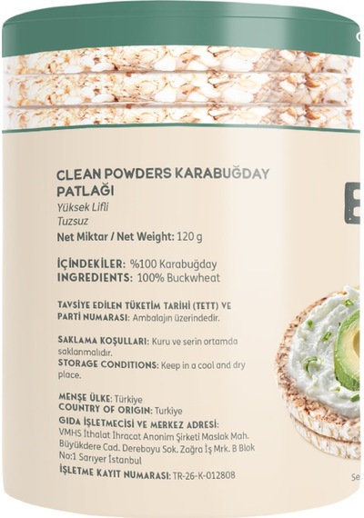 Clean Powders Karabuğday Patlağı 120 Gr 3 Adet Aromasız
