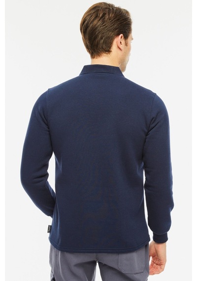 Uniprom Sweatshirt Polo Yaka İçi Polarlı 3 Iplik Pamuklu Normal Kesim Erkek Lacivert