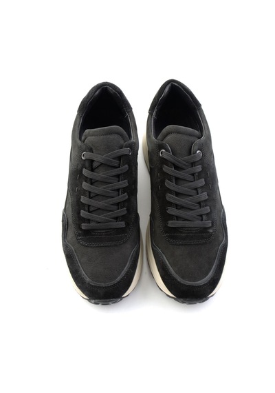 Bambi Siyah Süet Hakiki Deri Erkek Sneaker E01789045302