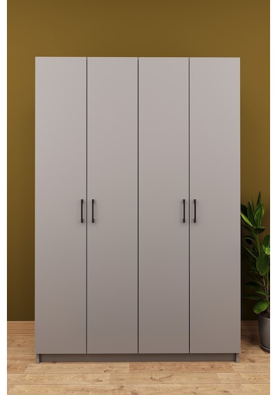 Asra Trend Vestiyer & Portmanto V-08 %100 MDF 4 Kapaklı Geniş Ayakkabılık Kül Gri