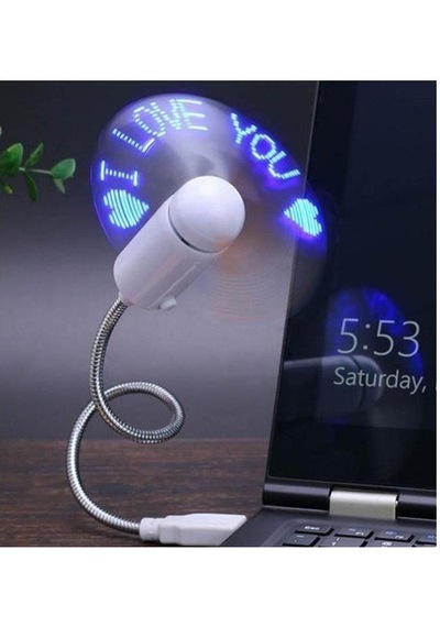 Narita Mini Usb Ledli I Love You Yazılı Fan, Mini Usb Vantilatör - Siyah Renk