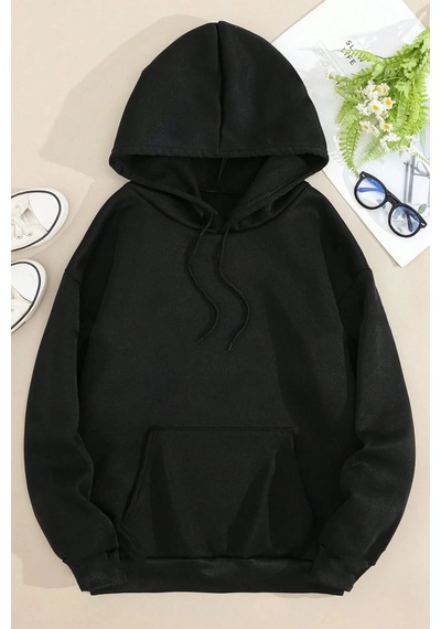 Uyguntarz Bahar Esintisi Çiçek Baskılı Oversize Sweatshirt siyah