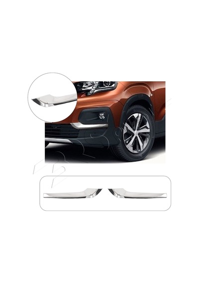Peugeot Rifter Uyumlu 2019 Ve Üzeri Krom Sis Kaşı Çerçevesi 2 Parça Paslanmaz Çelik