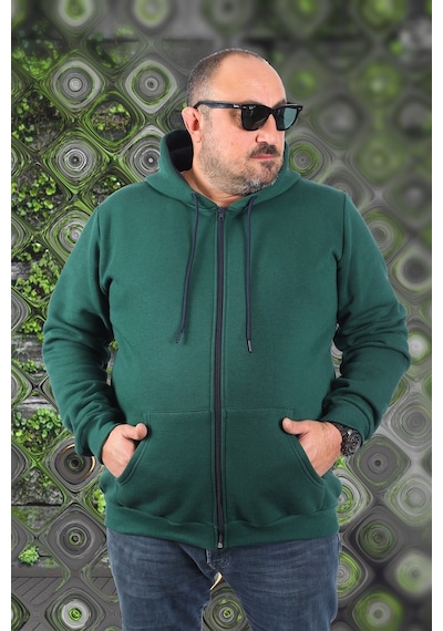 Moc Grande Mocgrande Büyük Beden Unisex Kapüşonlu 3Ip Sweat 11701 Neftı Yeşil