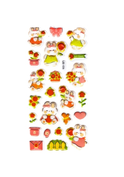 Sticker Kabartmalı Stiker Defter Planlayıcı Etiket Lde036 -19x9cm - Tavşan Ayçiçeği