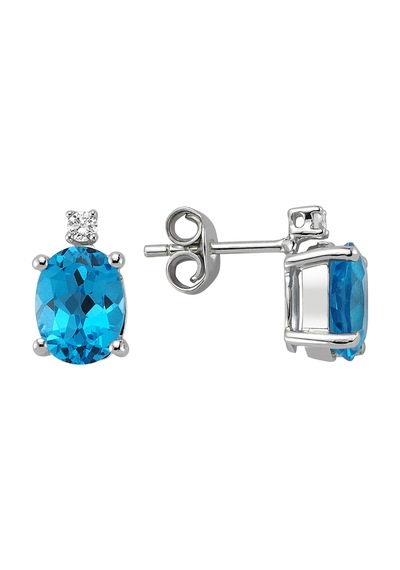 Sirius Mavi Topaz Ve Pırlanta Taşlı Küpe  0804E0054