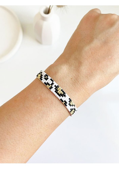 Nevoaccessory Siyah Leopar Desenli Miyuki Bileklik Çok Renkli