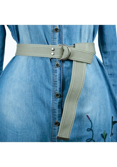 Fashion Moon Gri Palaska Silver Renk Çift D Şeklinde Tokalı Kemer