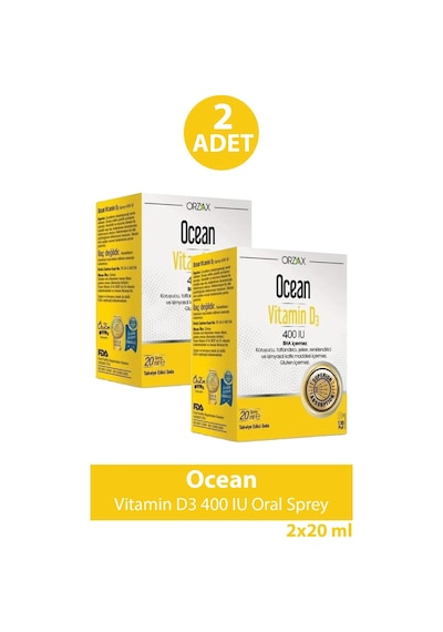 Ocean Vitamin D3 400 Iu Oral Sprey 20 Ml 2 Adet