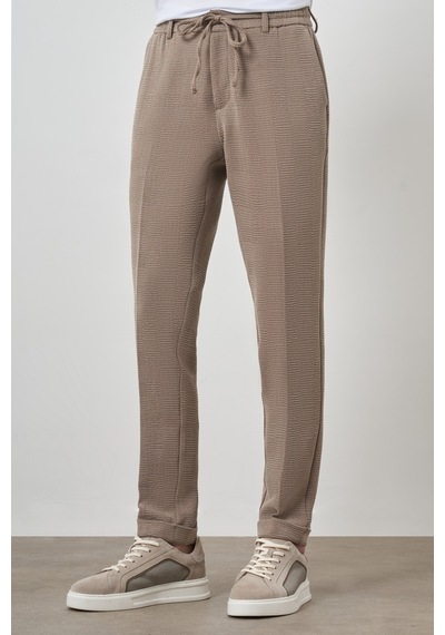 Morven Erkek Bej Trend Slim Fit İpli Jogger Pantolon 25ms003037653 Bej