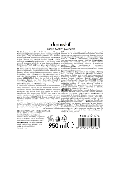 Dermokil Prebiyotik & Vitamin B5 Kepeğe Karşı Şampuan 950 Ml Kepekli