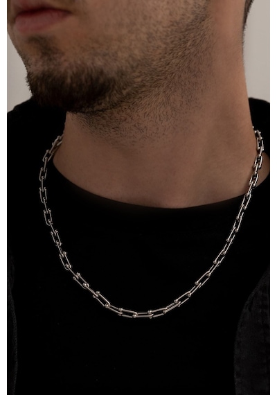 Vog Tiffany Model Unisex Beyaz Çelik Kolye - 316 L Paslanmaz Çelik Erkek Kolye Beyaz