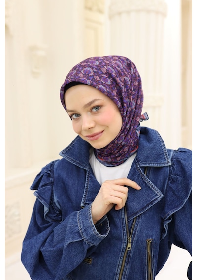 Silk Home Soft Eşarp 73077-05 Koyu Lacivert, Çelik Mavi, Parlak Turuncu, Saks