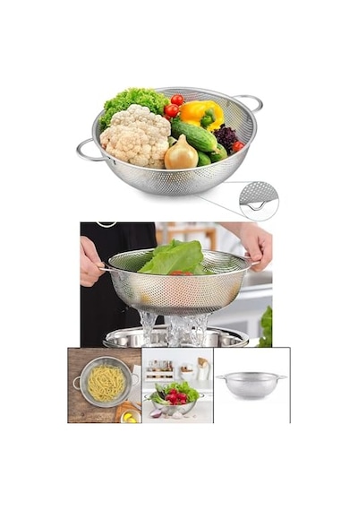 22cm Çift Kulplu Sepet Süzgeç Salata Süzgeci Meyve Süzgeci Makarna Süzgec - Paslanmaz Çelik Çift Kulplu 22cm Sep Genel