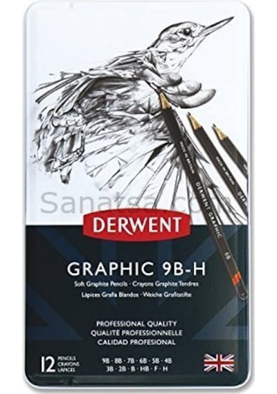 Derwent Graphic Dereceli Kalem Seti Soft Sketching Teneke Kutu 12
