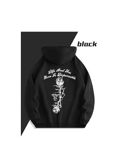 Nevermind Sevgili Çift Kombini 2 Li Gül Ve Yazı Baskılı Unisex Sweatshirt Siyah