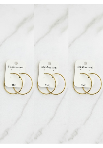 Şehrazat Handmade Gold Çelik Halka Küpe-316l Altın