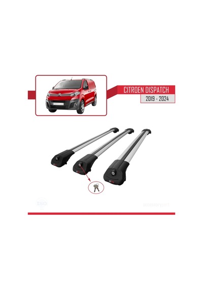 Citroen Dispatch 2019 Ve Sonrası İle Uyumlu Ace-1 Ara Atkı Tavan Barı Gri 3 Adet Bar