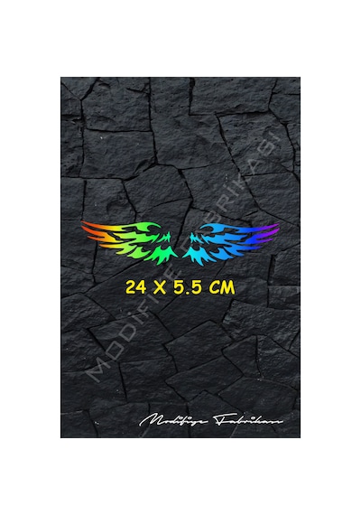 Melek Kanat Sticker Folyo - Hologram - 24 X 5.5 Cm