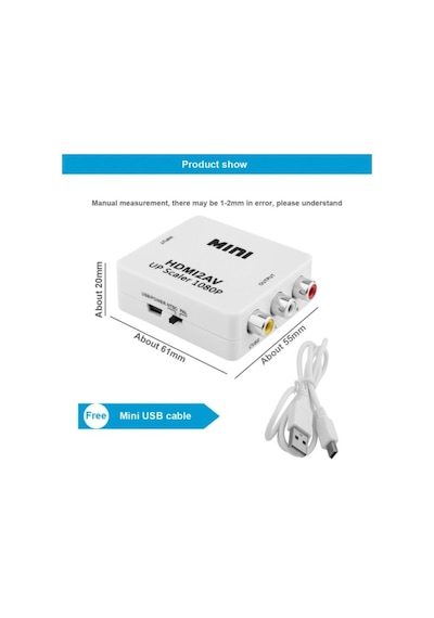Hdmi To Rca Tos Av Çevirici Dönüştürücü Converter Tv Tüplü Televizyon