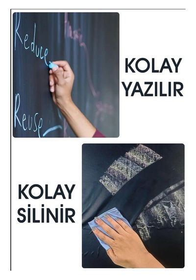 Yapışkanlı Yazı Tahtası 45x200cm Silinebilir Renkli Tebeşir Hediyeli Kara Tahta Akıllı Kağıt Tahta Diğer