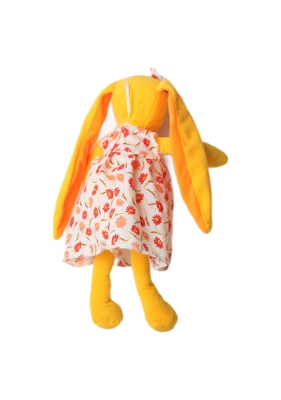 İthal Kumaş Uzun Kulaklı Renkli Kıyafetli Sevimli Tavşan Peluş Oyuncak Uyku & Oyun Arkadaşı 30 Cm. Sarı